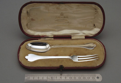 Silver Rattail Trefid Spoon and Fork Set - Christening present